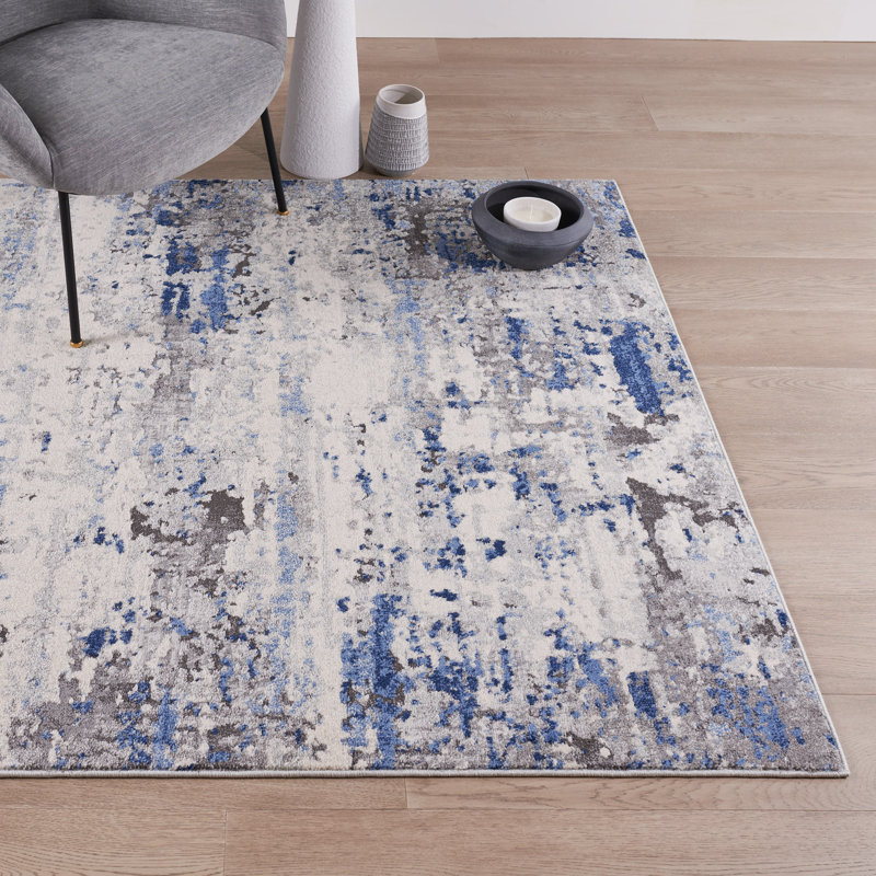 Indigo - Porto - Taupe / Bleu, Rectangle 5 pi 3 po x 7 pi 7 po