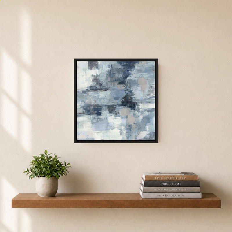 Indigo et gris In the Clouds par Eclipse II - impression sur toile, Black