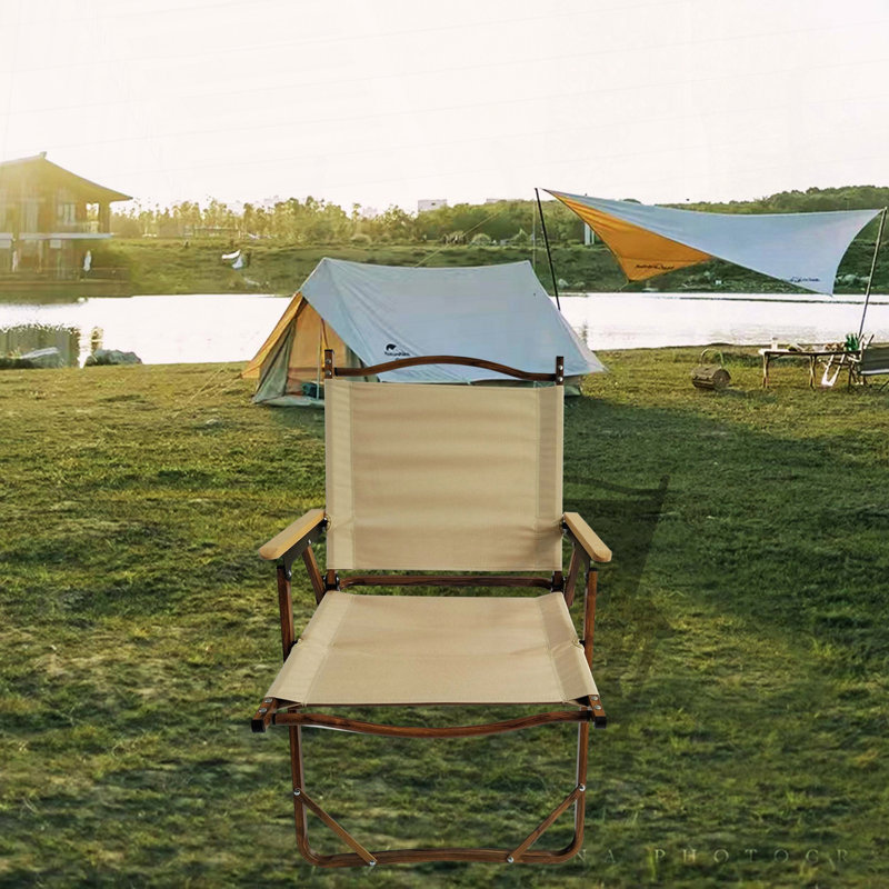 Chaise pliante Comfy, ensemble de 4, avec structure en aluminium et accoudoirs en bois de hêtre