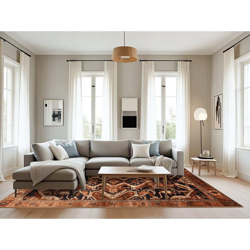Machine Washable Persian Brown Area Rug, Rectangle 6' x 9'