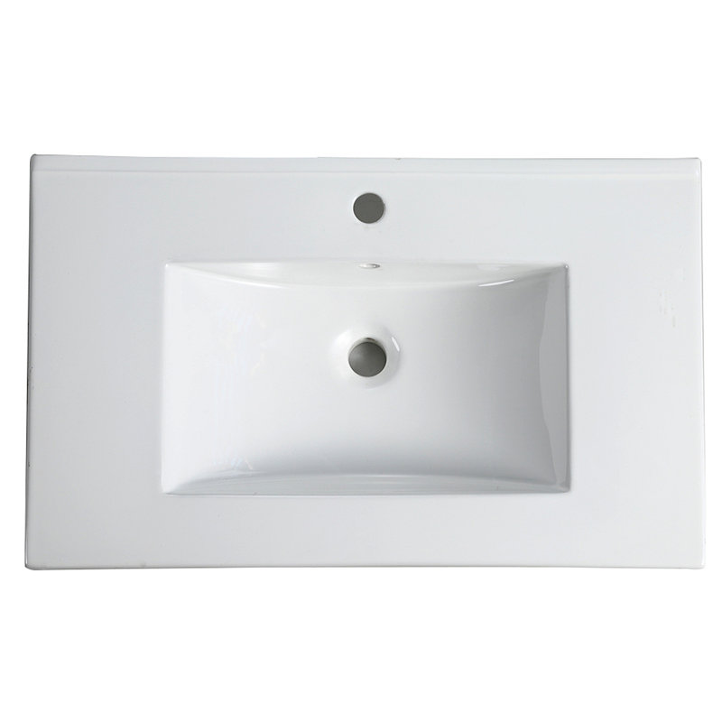 Lavabo de salle de bain en céramique 30 pouces, blanc