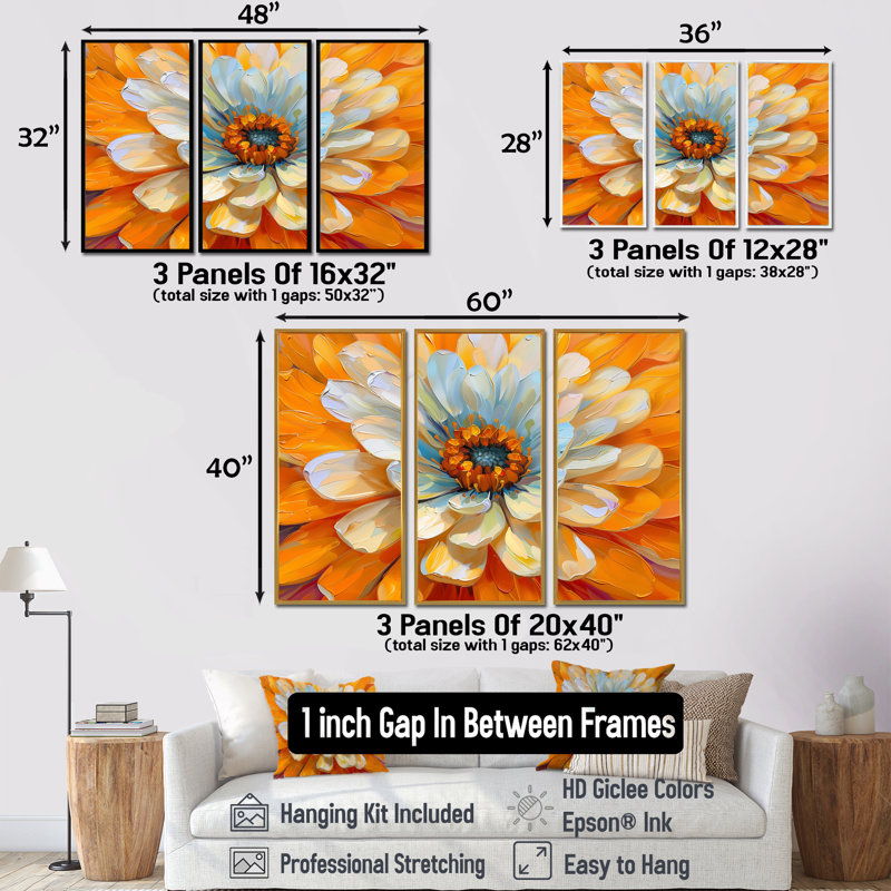 Ensemble de salon Dandelion Radiant Bloom - Dandelion Wall Art, Toile avec cadre flottant noir, H 28 po x l 36 po x P 1 po
