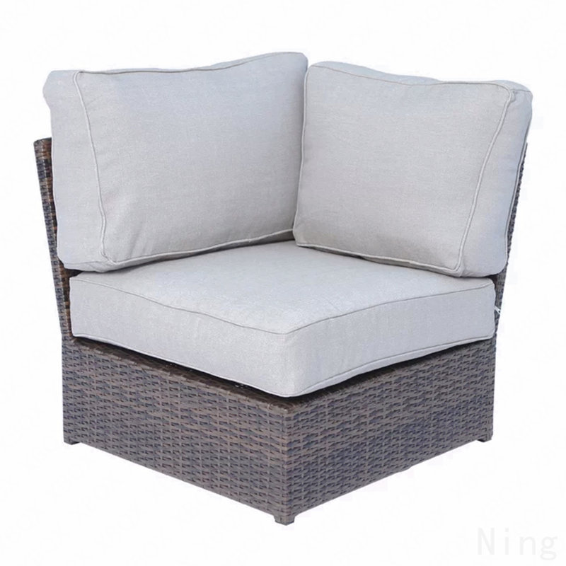 Chaise de coin en coin entièrement assemblée avec coussins, Coussin blanc / structure espresso