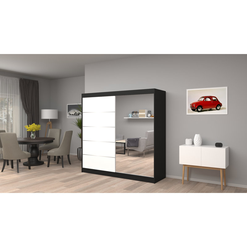 Dziamyan 2 Door Manufactured Wood Wardrobe, Grafit/White