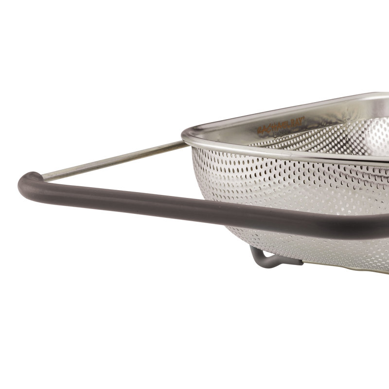 Stainless Steel Over-The-Sink Colander with Gray Handles