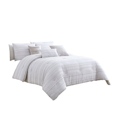  White/Gray 6 Piece Comforter Set
