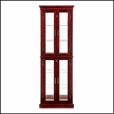 Vitrine lumineuse Curio Cabinet avec tablettes réglables et panneau arrière en miroir pour une décoration intérieure élégante