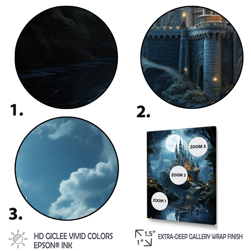 Krell Castles Enchanted Twilight I, reproduction d'art sur toile, Encadrement doré, H 20 po x l 12 po x P 1 po