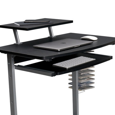 Chariot d'ordinateur compact avec rangement, graphite