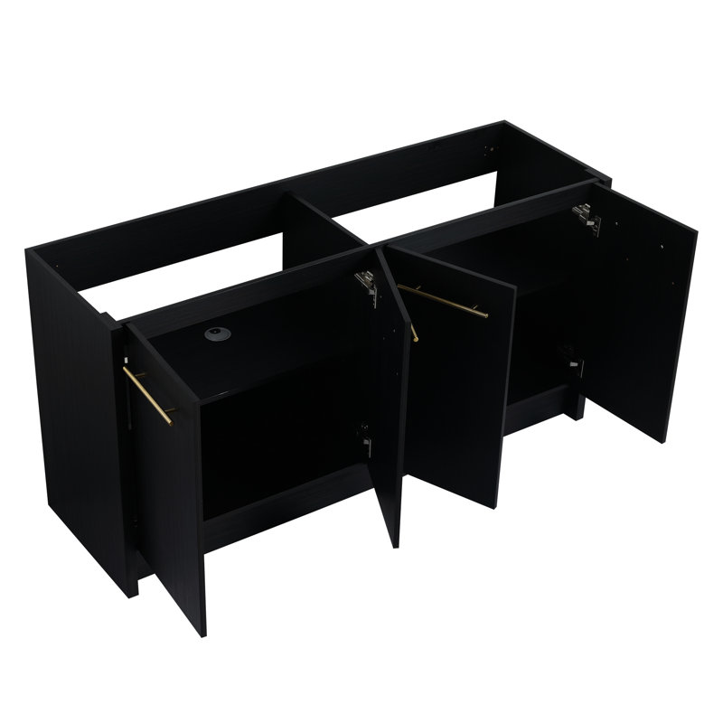 Ensemble de meuble-lavabo moderne 60 po, emballage en châtaignier noir, porte à fermeture en douceur, grand espace de rangement, contreplaqué Expedite 60 po, installation autoportante, couvercle, suffisamment de contrôle
