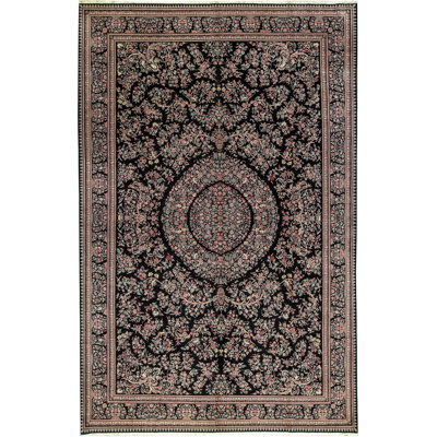 Tapis noir et noir de haute qualité noué à la main