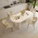 Luxe Creamy Dining Table with Roman Column Legs