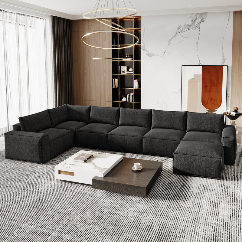 Canapé modulaire Chenille, Chenille noir
