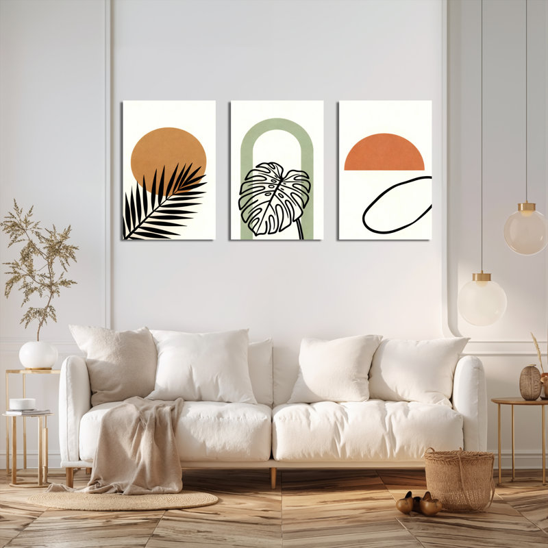 «Tropical Palm Leaf» et «Monstera Plant», art mural tendu sur toile, ensemble minimaliste moderne (ensemble de 3)