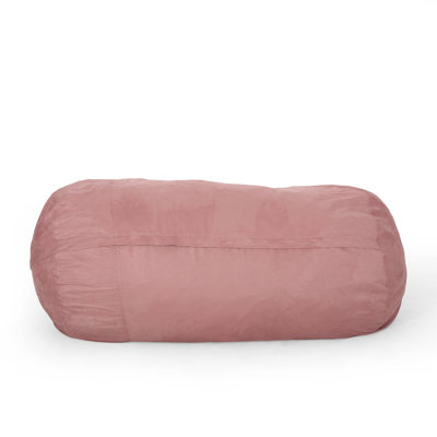Fauteuil à billes cylindrique en microfibre de 8 pieds, rose - Housse de fermeture à glissière lavable à la machine, élégante et fonctionnelle, rembourrée et relaxante pour un confort optimal