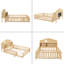 Lit double Montessori avec bibliothèques et tableaux noirs, lits plateforme polyvalents avec garde-corps, lits de plancher en bois massif avec têtes de lit avec rangement-106437344