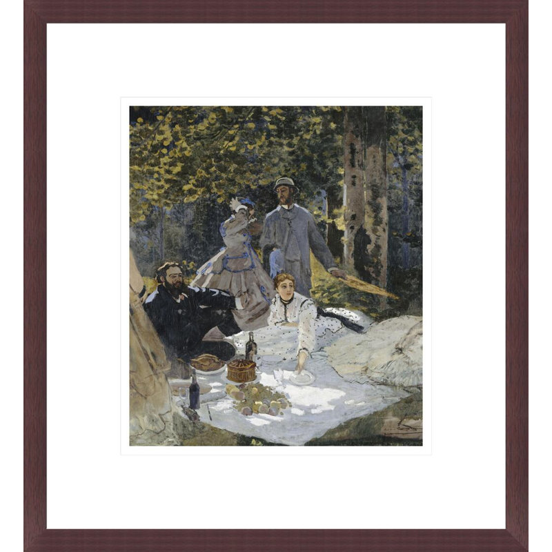 Le dejeuner sur l'herbe a Chailly. Portrait : Bazille au centre ; Camille Doncieux ; Courbet a gauche by Claude Monet -Framed Giclee Print