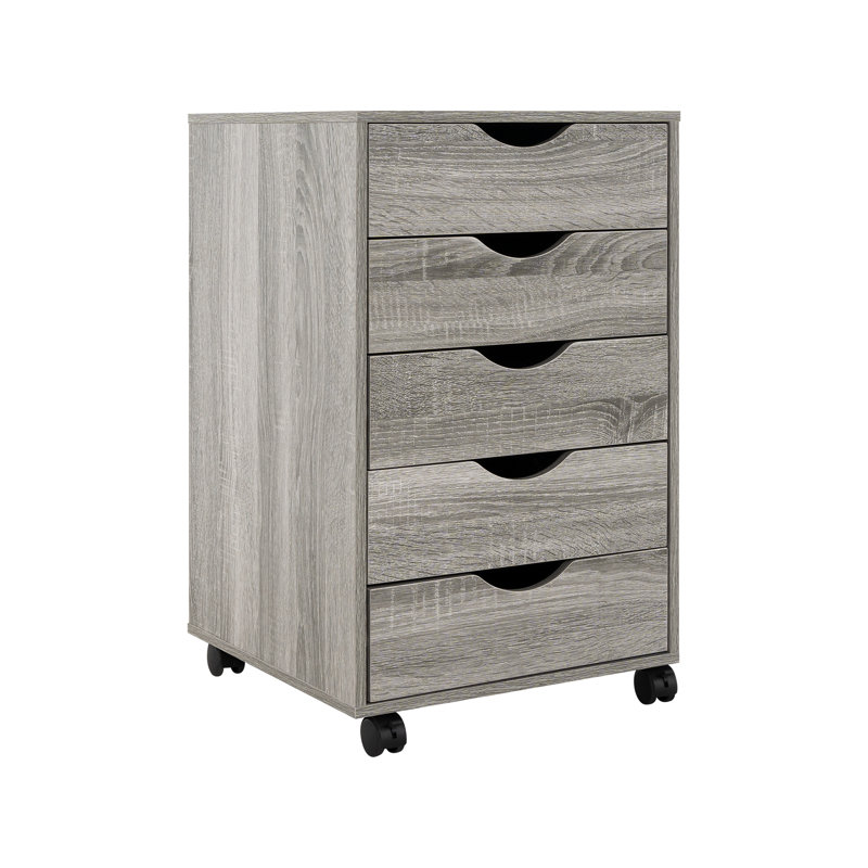 5 Drawer Chest File Cabinet, Wooden Storage Filing Cabinet with Wheels, Office File Cabinet, Office Alex Drawers for File storage