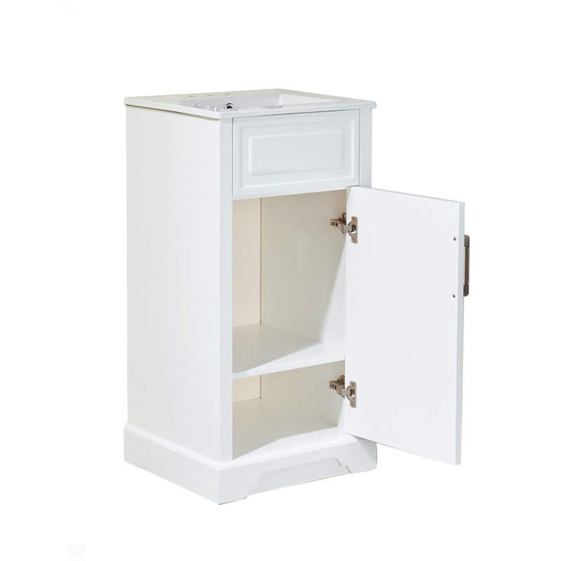 Meuble-lavabo simple autoportant de 18 po avec plateau entièrement assemblé