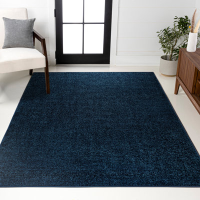 Airidas Solid Low-Pile Navy Rug