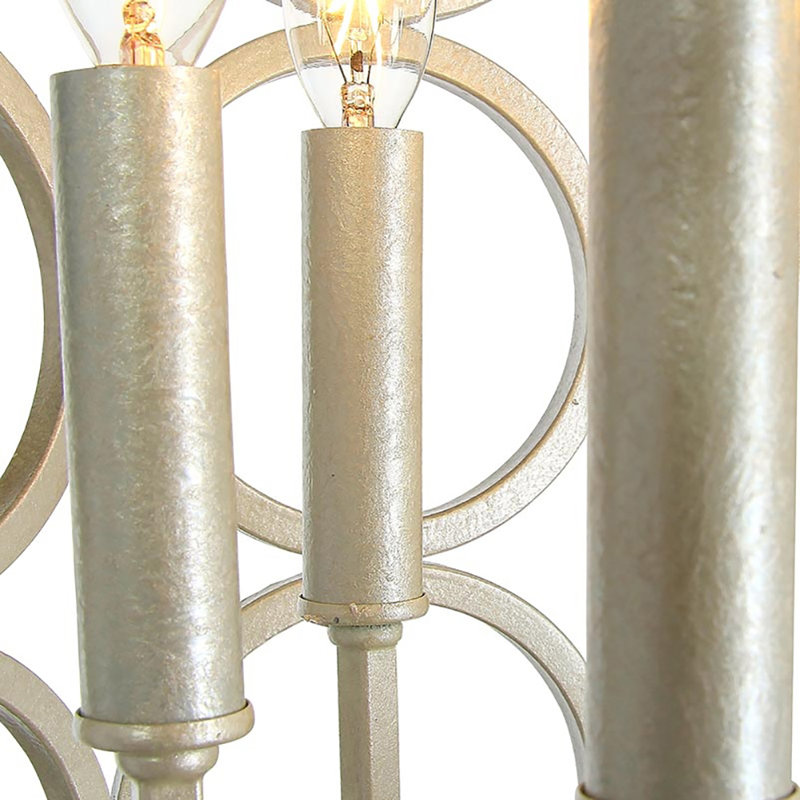 Luminaire suspendu cylindrique unique à 6 lumières Ringlet, Blanc huître