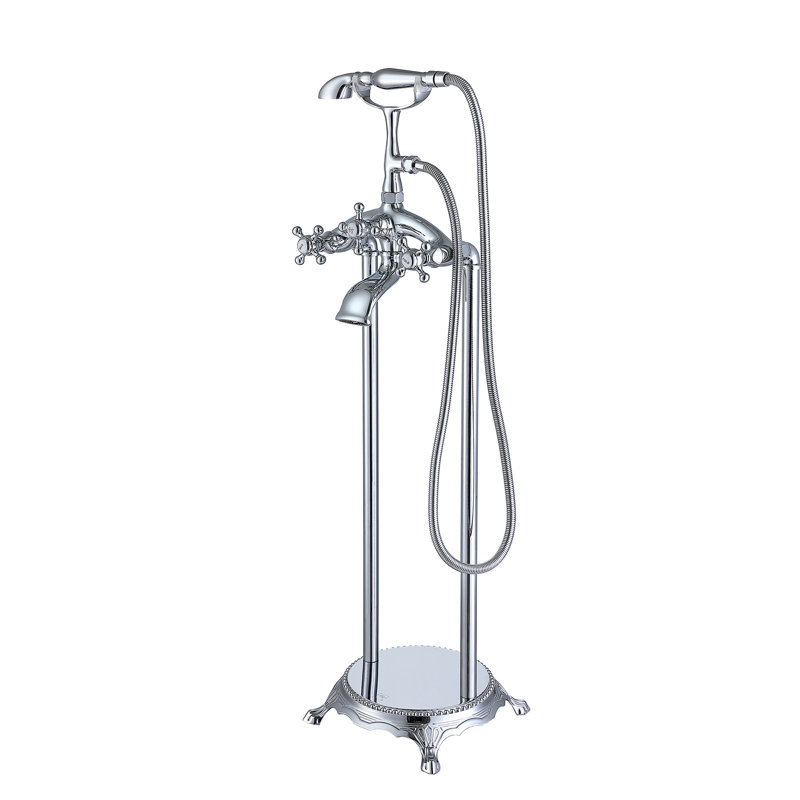 Robinet de baignoire avec douche à main - autoportant, largeur de 10 po, hauteur, débit maximal de 3,9 gal / min, conception autoportante, finition, profondeur de 40 po, pour une utilisation à long terme
