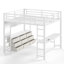 Grand lit pour enfant Vertex avec bureau en dessous, tiroirs et lumière DEL-134477501
