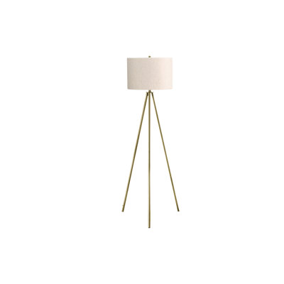 Contemporary 63" Brass Floor Lamp with Ivory Linen Shade - Modern Tripod Design Standing Lamp with 3-Way Switch for Living Room, Bedroom & Office Lighting