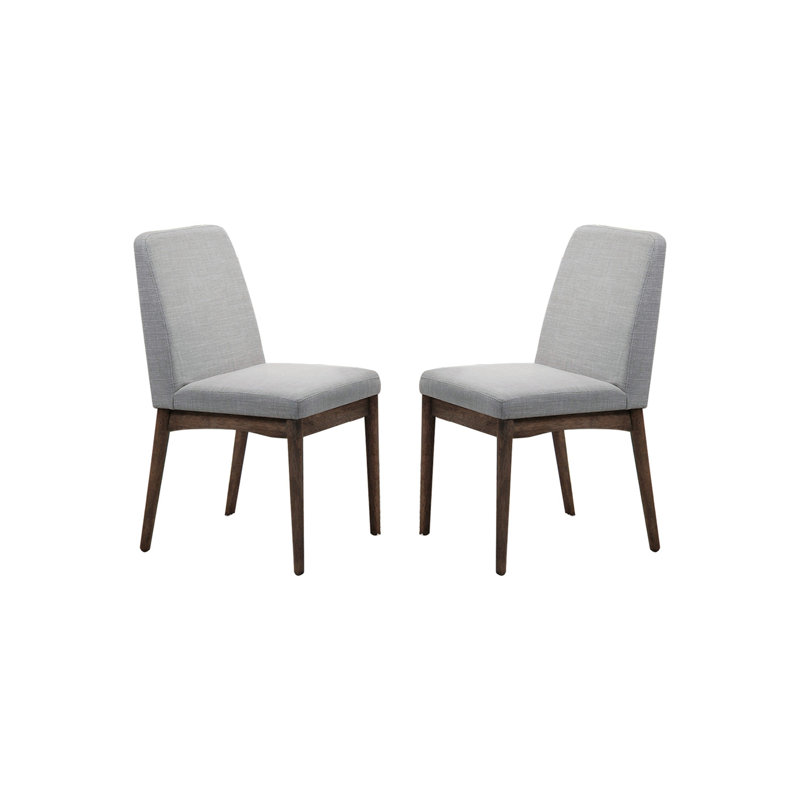 Chaise de salle à manger rembourrée en tissu gris, brun (ensemble de 2)