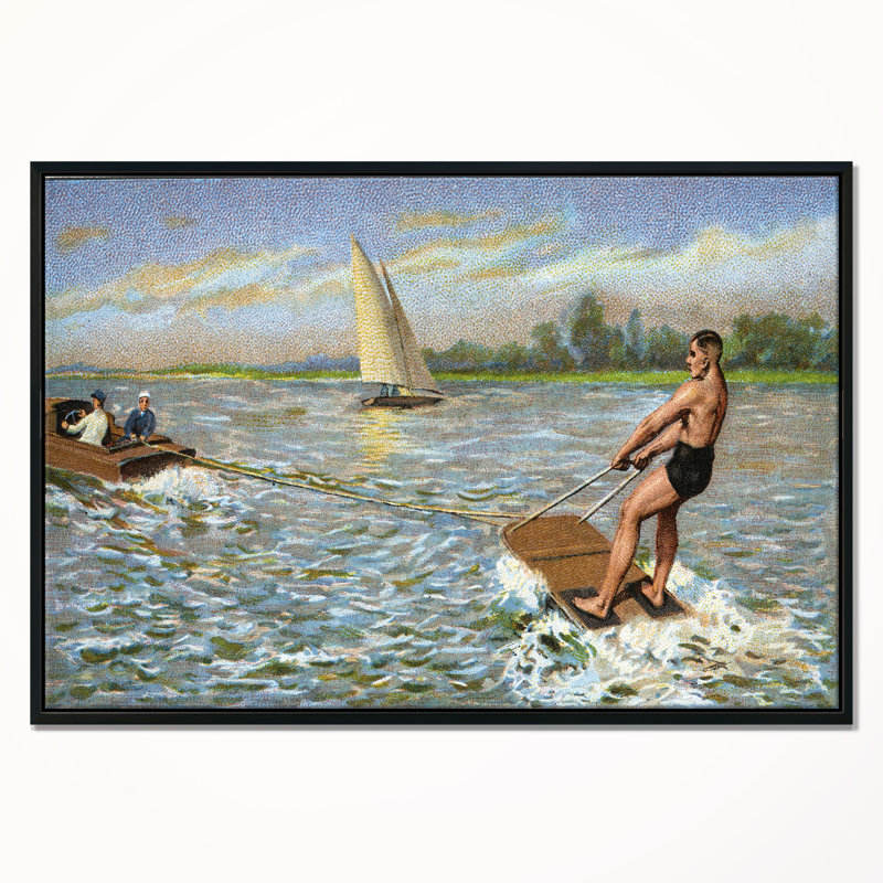 « water ski », reproduction sur toile tendue encadrée, H 16 po x l 32 po x P 1 po