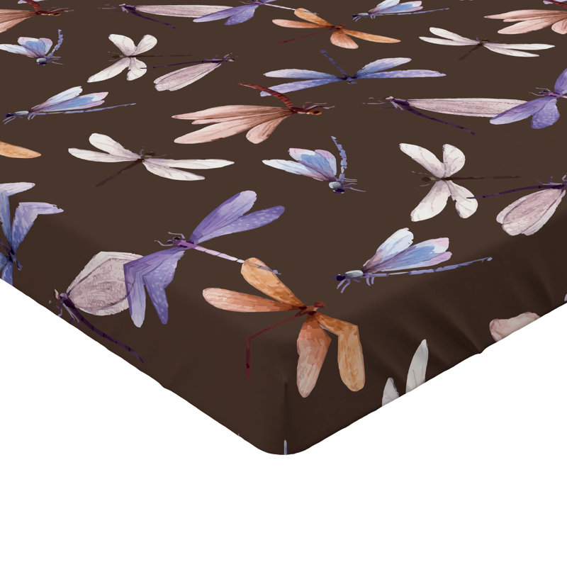 Drap-housse Ambesonne Tropical Vibes Simple Dragonfly Art Lavender Umber Pale Mauve, Drap-housse de taille simple