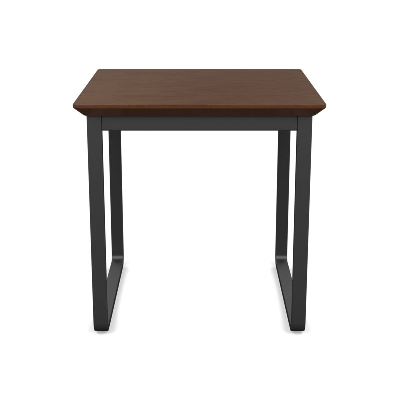 Gansett Waiting Reception End Table Metal Frame 20x20" High Pressure Laminate Top, Charcoal, Cocoa Walnut