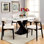 Chaises de salle à manger rembourrées douces en lin beige à quatre places avec pieds en bois massif noir polyvalent pour la cuisine, le salon et la salle de réunion