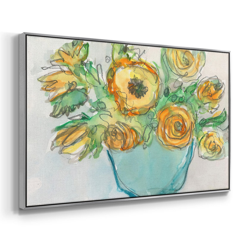 " Spring Floral Accent II ", 25" H x 37" W x 2" D, Silver Framed Canvas