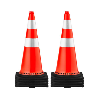 Cônes de sécurité, cônes de circulation de 8 po x 30 po, cônes de construction orange en PVC, cônes de circulation à colliers réfléchissants avec base lestée noire utilisés pour le contrôle de la circulation, le stationnement de l'allée et l'amélioration scolaire