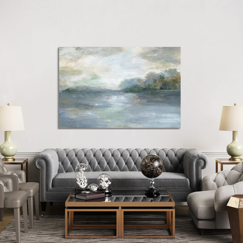 " Blue Ethereal " by Nan, 40" H x 60" W x 1.5" D, Wrapped Canvas