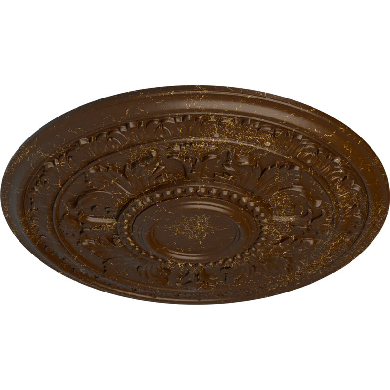 Médaillon de plafond Endurathane Tellson, DE 30 5/8 po x P 2 1/2 po (convient aux auvents jusqu'à 6 3/4 po), fini craquelé à la bière à la main peint à la main