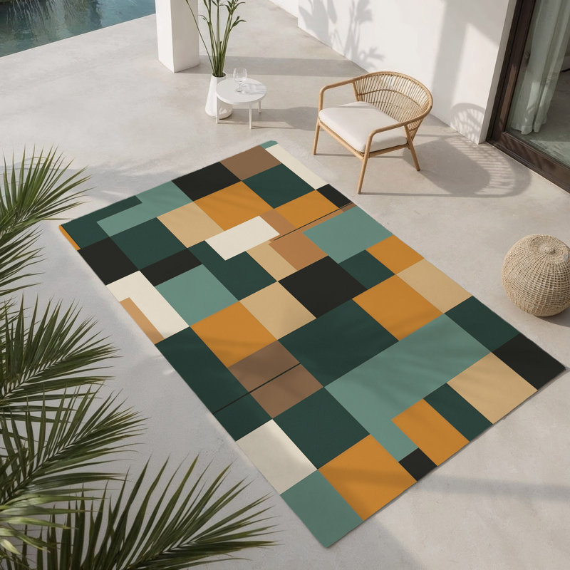 Tapis abstrait et intérieur Abstract Blocks, Rectangle 1 pi 6 po x 2 pi 6 po