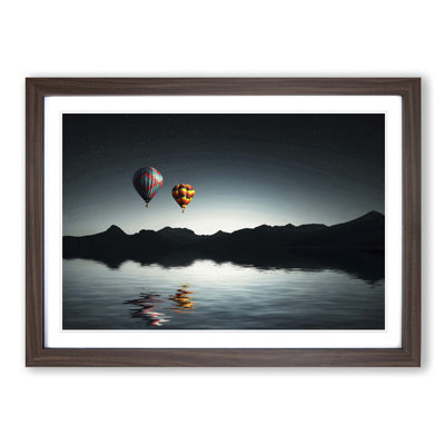 Landscape Lake Hot Air Balloon Framed Print