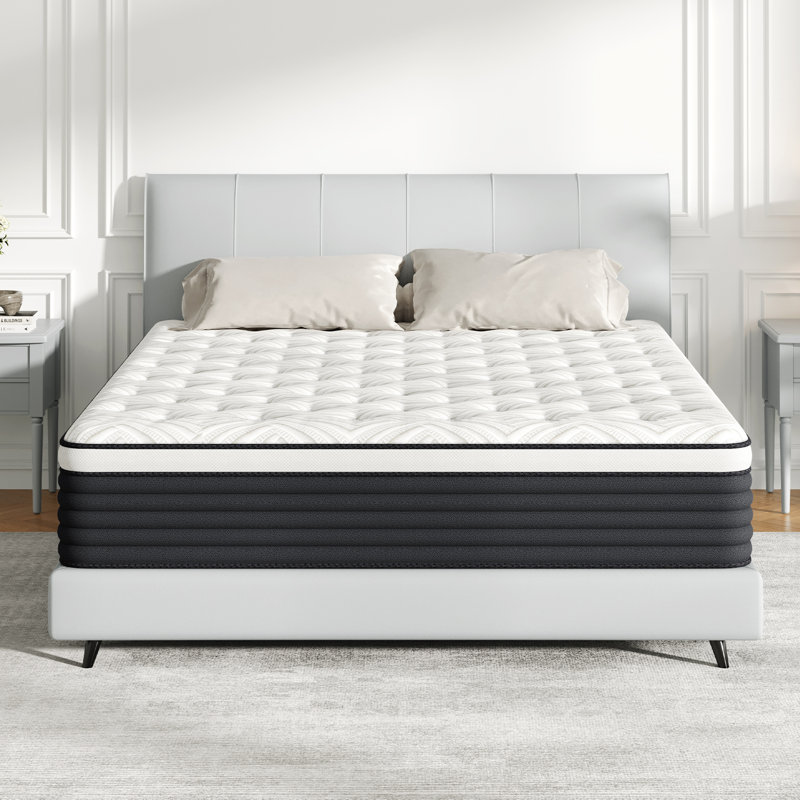 Matelas en mousse à mémoire de forme hybride avec ressorts ensachés certifiés Certipur-us, soulagement de la pression, dans une boîte et isolement de mouvement