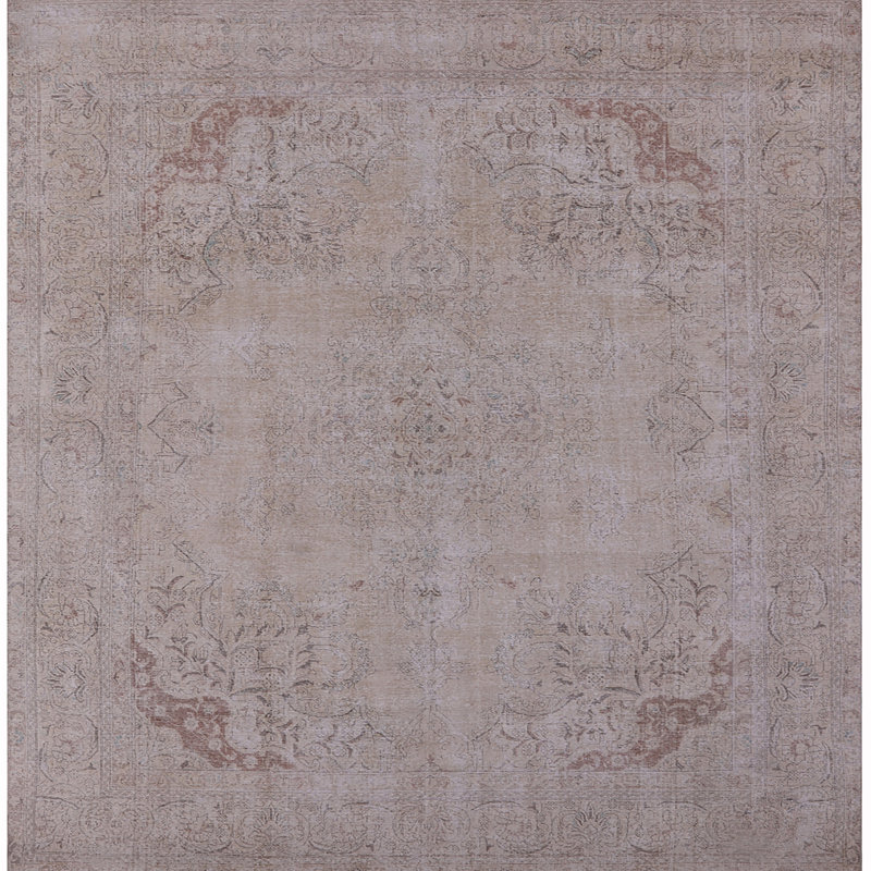 Tapis oriental gris Odelia, Carré 7 pi