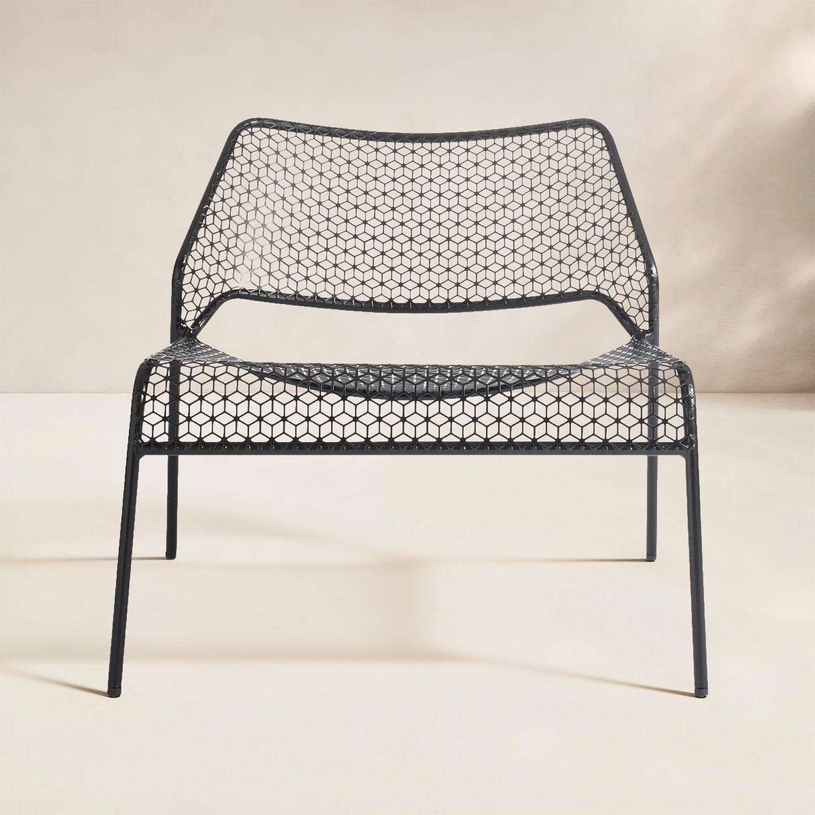 Hot Mesh Steel Armless Outdoor Lounge Chair, Black
