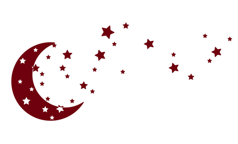 Adhésif décoratif lune et étoiles, Bourgogne, H 30 po x l 65 po x P 0,01 po