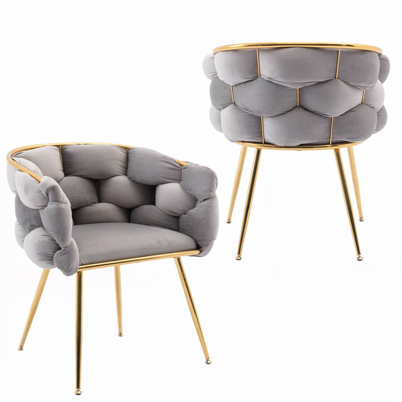 Chaises de salle à manger en velours, Gris