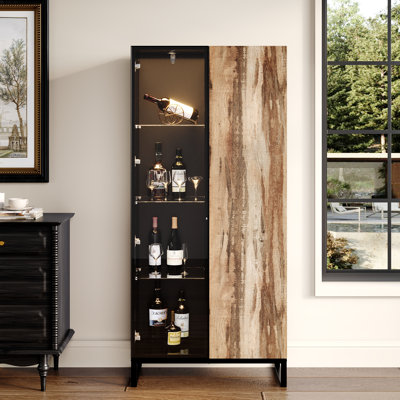 Display Cabinet With Color-Changing LED Lights & Touch-Open Door