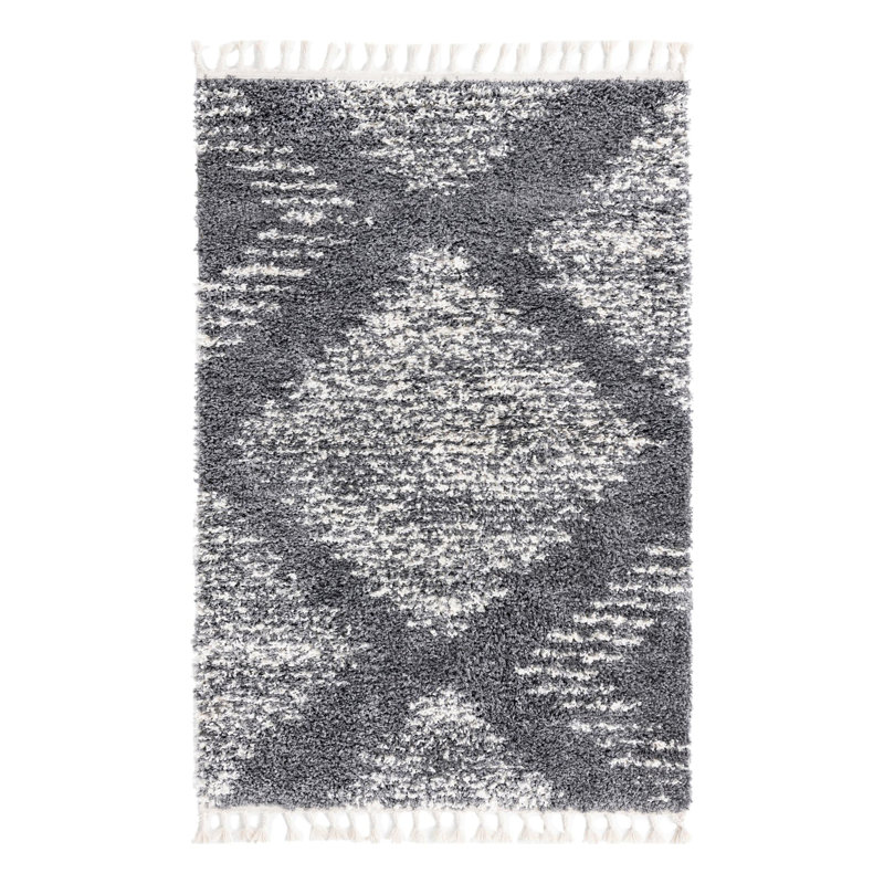 Tapis gris / blanc Irsad, Rectangle 4 pi x 6 pi