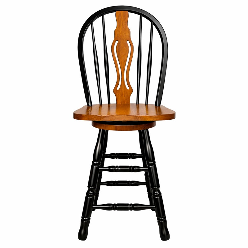 Tabouret tournant 24" Ashelman, Noir antique / cerisier