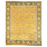 Hand Knotted Wool Area Rug in Gold And Red