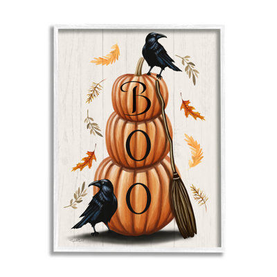 Boo Ravens Pumpkin Stack by Elizabeth Tyndall - Textual Art on Canvas -  The Holiday Aisle®, D4F59C8F6258411A8E43B63584EF86E3