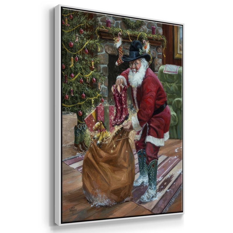 New bottes for Christmas, reproduction d'art sur toile, H 25 po x l 17 po x P 1,5 po, Cadre flottant blanc